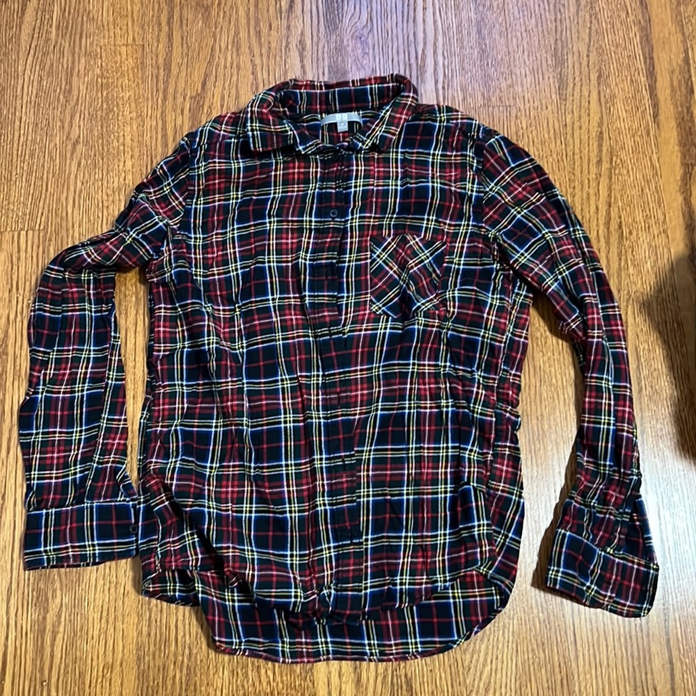 Uniqlo Black Plaid Button Down Flannel Size Medium